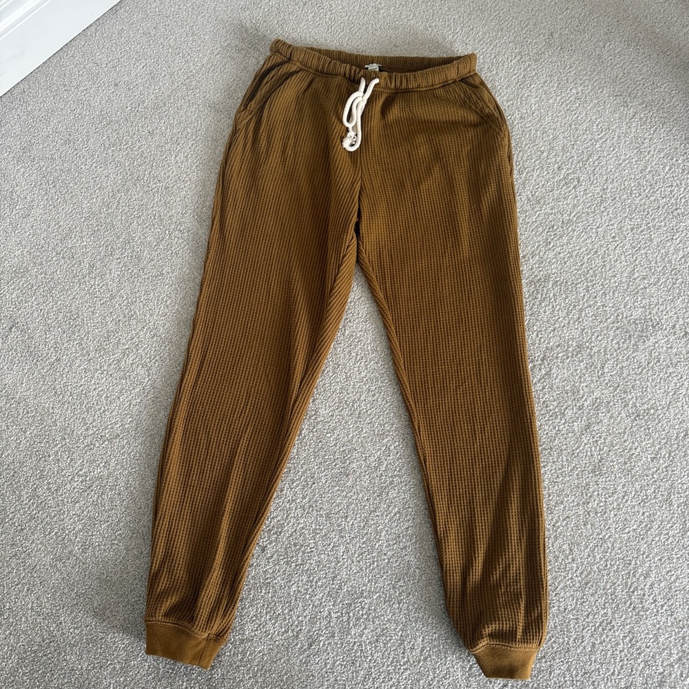Aerie Tan Waffle Knit Joggers